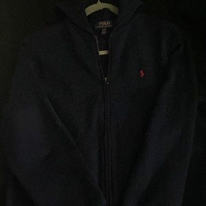 Navy or dark blue zip up polo jacket